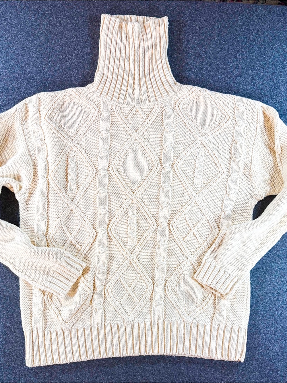 Vintage Princeton Club Womens Size Large Cream Turtleneck Sweater Fisherman